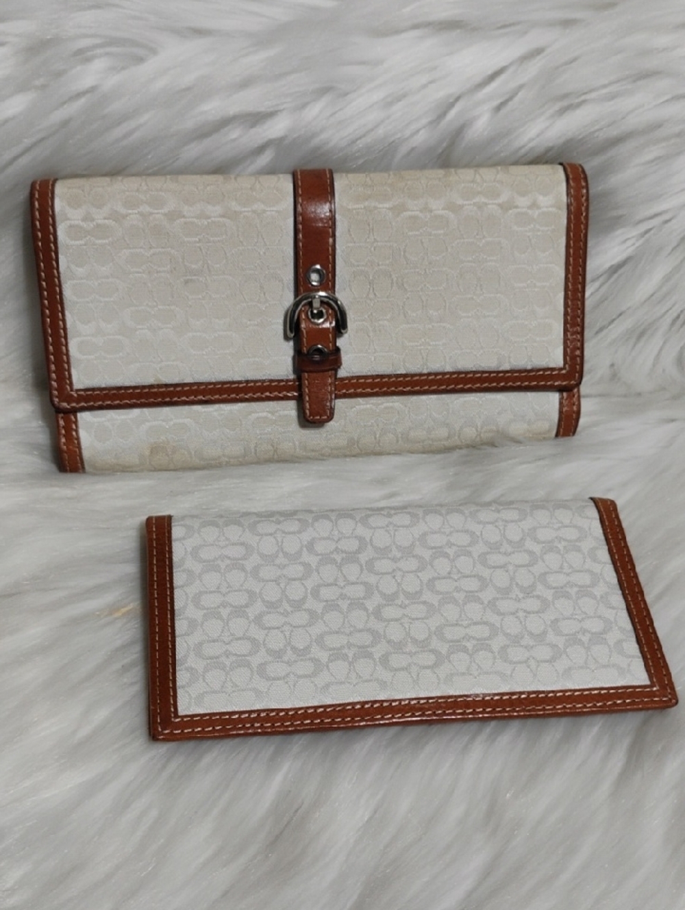 SALE! Coach Signature Canvas/Leather Buckle Flap Wallet/Checkbook Cover